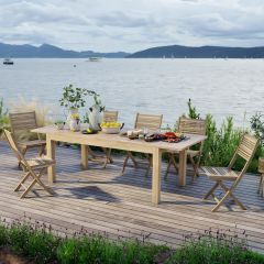ensemble table et chaise de jardin en teck nido 6 personnes ambiance