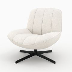 Sillón Elvis giratorio en tejido bouclé blanco roto