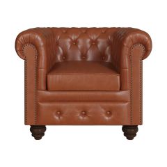 fauteuil en cuir de buffle vintage chestefield