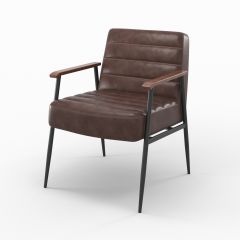 Fauteuil Hugues en cuir marron