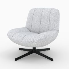 Fauteuil Elvis pivotant en tissu bouclé gris chiné