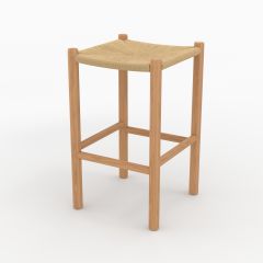 Tabouret pour îlot central Kaïa 65 cm en teck et rotin