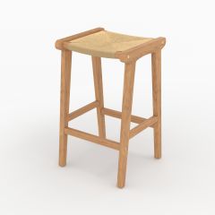 Tabouret pour îlot central Kuna 68 cm en teck et rotin