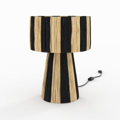 Lampe Soléa rayée noire en feuille de palmier