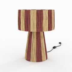 Lampe Soléa rayée terracotta en feuille de palmier