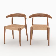 Chaise Alia en bois de teck et cordage type loom (lot de 2)