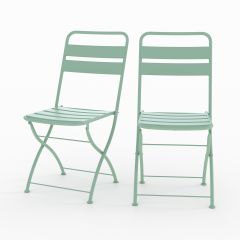 Chaise de jardin Yumi en métal vert clair, pliante (lot de 2)