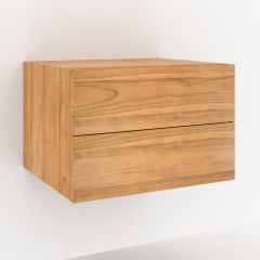 Meuble de salle de bain suspendu Hera en bois de teck 60 cm 