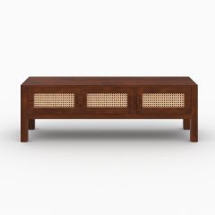 Meuble TV Tiki en bois de manguier et cannage