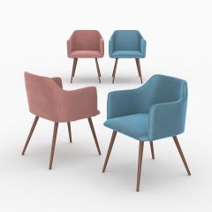 Pack 4 chaises Daisy en velours bleu et rose