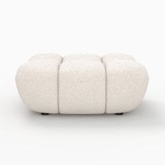 Pouf Teddy en tissu bouclé blanc