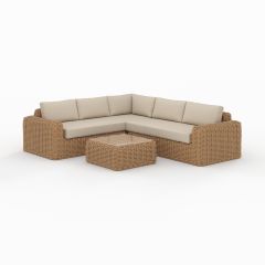 Juego de jardín Savana 4 plazas en ratán sintético y tela beige