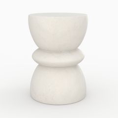 Mesa auxiliar redonda Maupiti de hormigón blanco