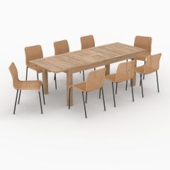 Table et chaises de jardin Sirivara 8 personnes en bois et résine