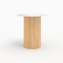 Table d'appoint Agathe en marbre et bois de manguier D40 cm
