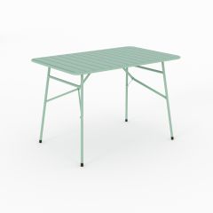 Table de jardin Yumi pliante en métal vert clair 4 personnes