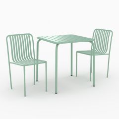 Table et chaises de jardin Yumi en métal vert 2 personnes