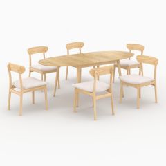 Table et chaises Eddy en bois clair 6 personnes