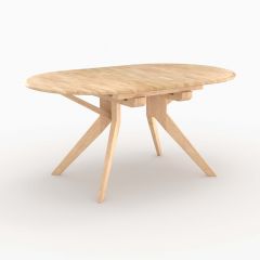 Table Merlin extensible en bois d'hévéa massif clair 6 à 10 personnes 