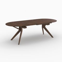 Table Merlin extensible en bois d'hévéa massif foncé 6 à 10 personnes 