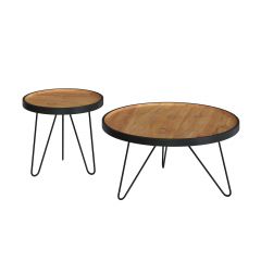 Tables basses gigognes Bao en bois de teck et métal (lot de 2)