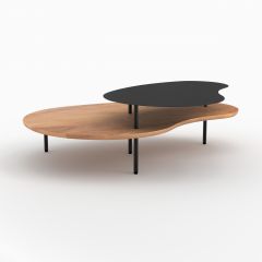 Tables gigognes Moji en bois et metal noir (lot de 2)