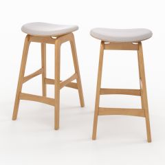 Tabouret pour îlot central Jude 65,5 cm en bois clair et tissu beige (lot de 2)