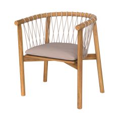 yago chaise de jardin en bois de teck et tissu gris clair