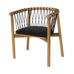yago chaise de jardin en bois de teck et tissu noir