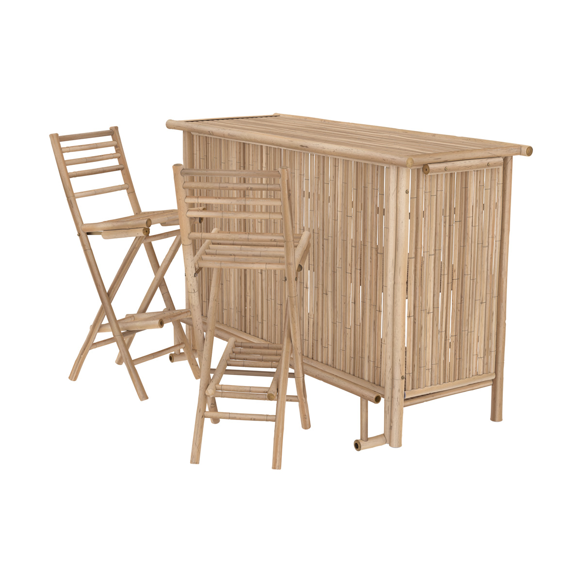Ensemble bar et chaise de bar de jardin Vadella en bambou (lot de 2)