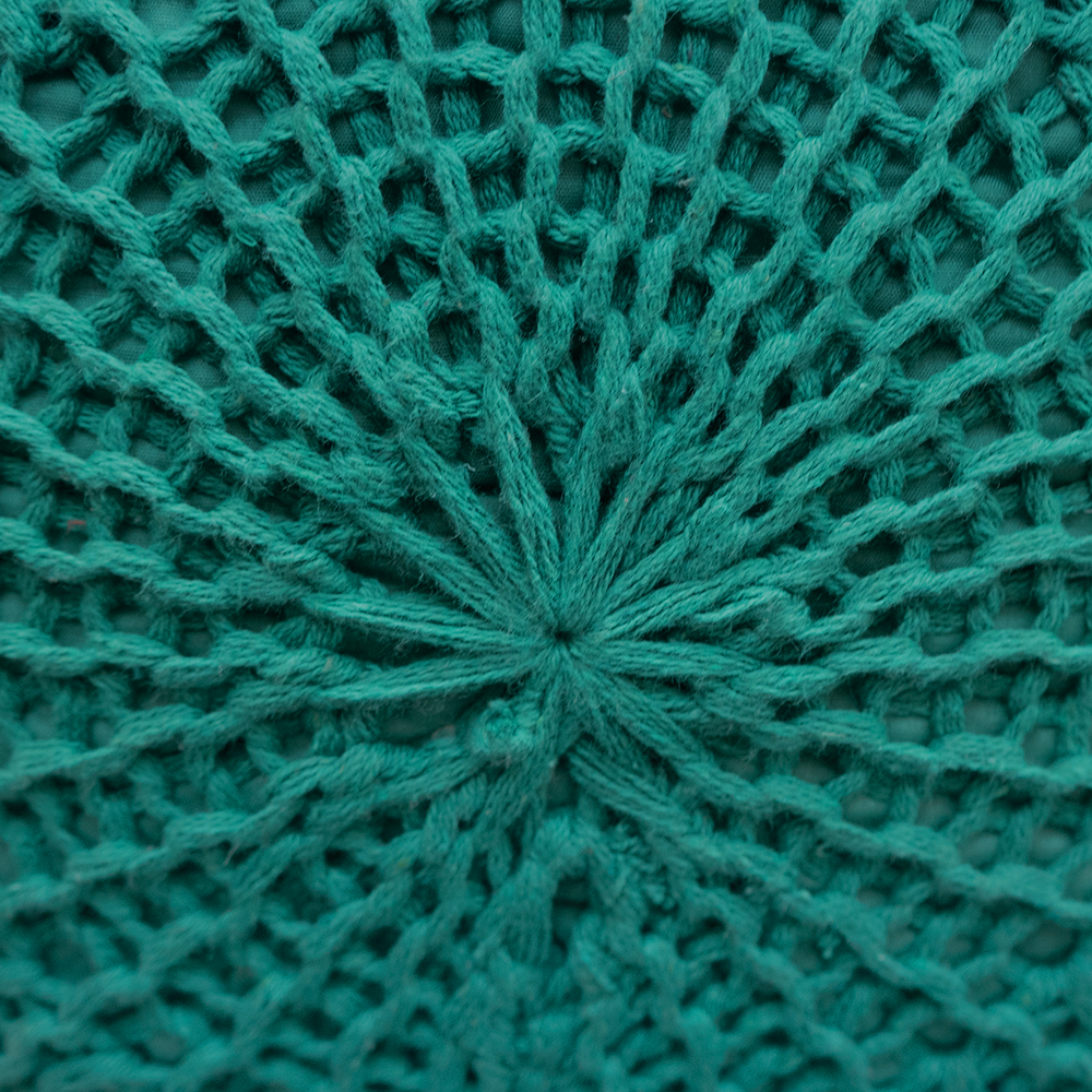 Petit tabouret tricot Lisa bleu